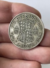 Great Britain 1944 - King George VI 1st Type &frac12; Crown - .500 Silver WWII Era Coin
