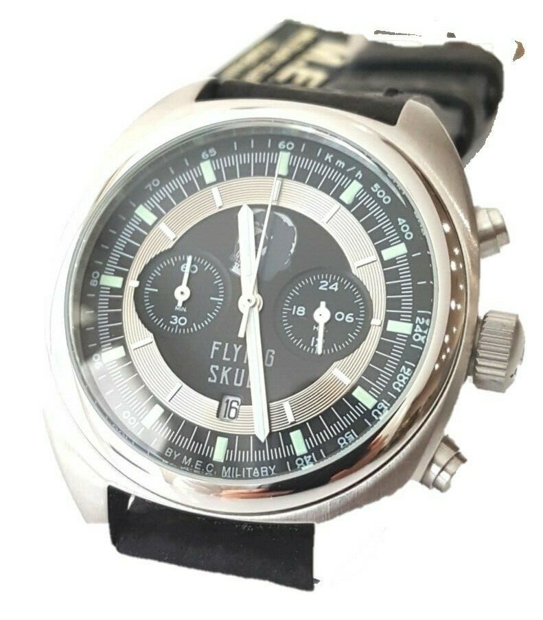 militare MEC Vintage Flying Skull cronografo data