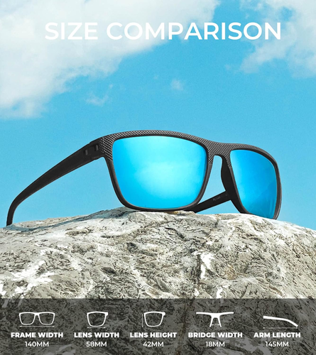Polarized Sunglasses for Men, Lightweight Sun Glasses with UV Protection for Dri - Picture 3 of 12