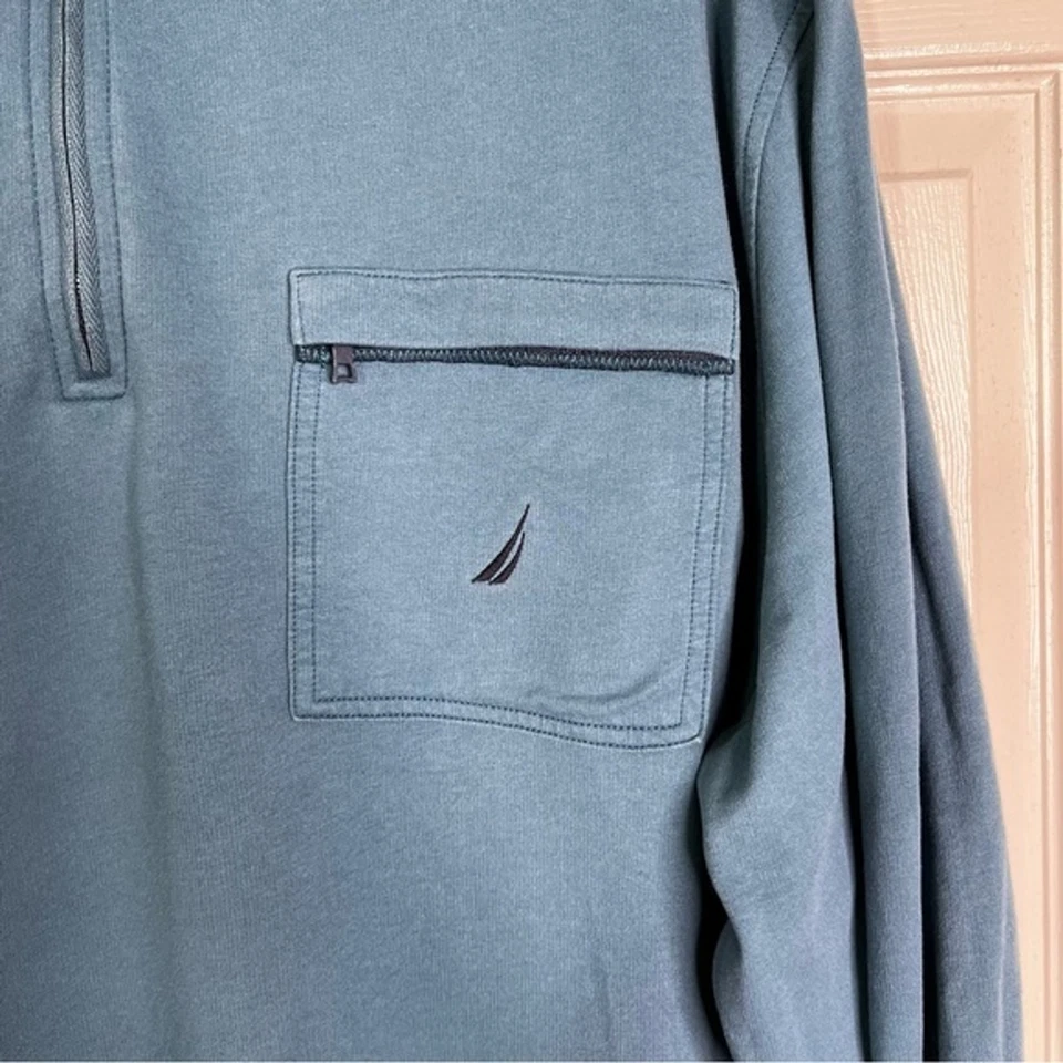 Camisa Pullover de Rugby Nautica 1/4 Cremallera Manga Larga Cuello Simulado en Azul Para Hombre Talla XXL Foto 4 de 4