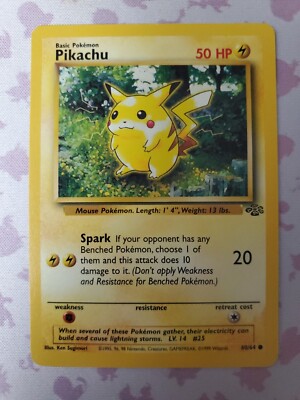 pikachu pokemon card 60/64 1999 Jungle Lightning Spark (20) If your opponent has any Benched Pokémon Pikachu Jungle Unlimited #60 French