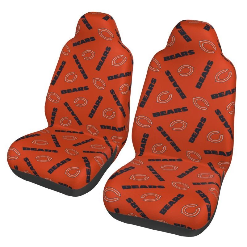 2pcs Chicago Bears Elastic Car Seat Covers Car Front Rear Printed Seat Cover