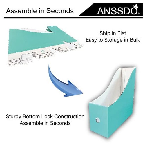ANSSDO 12 Pack Teal Cardboard Magazine Holders Premium Magazine File ...
