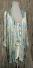 Apt 9 Intimates Floral Satin Robe Nightgown Set Womens M Trim Sleepwear Boho