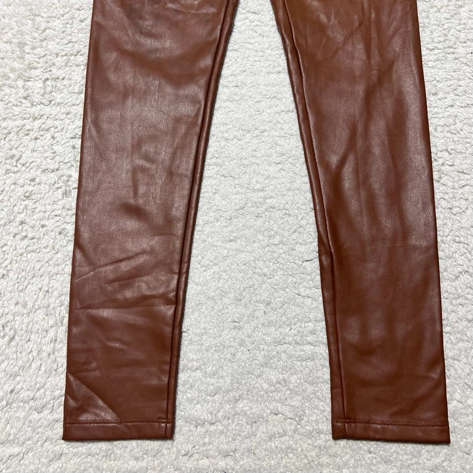 Leggings Aqua Pants femininas tamanho pequeno couro marrom skinny cintura alta - Imagem 2 de 4