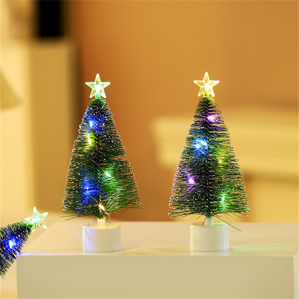 20/25cm Small Artificial Mini Christmas Tree With LED Lights Ornaments