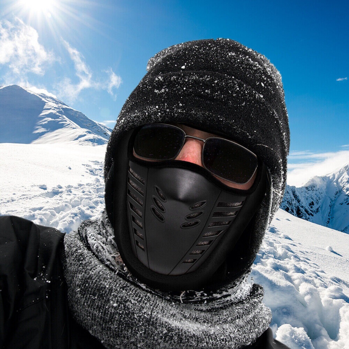 balaclava for snowboarding with helmet ROCKBROS Thermal Fleece Airholes, Windproof, saving and convenient accessory Ski/Snowboard Hood, Over Helmet Balaclava-