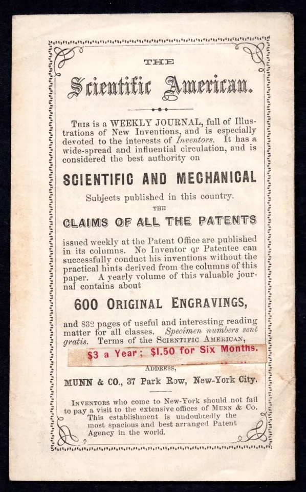 US 1860 EARLY N.Y. PATENT ADVERTISING AGENCY WHOLE COVER CACHET - Image 4 of 4