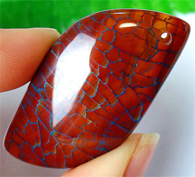 52x25x7mm Brown&Blue Fire Dragon Veins Agate Leaf Shape Pendant Bead EA89527