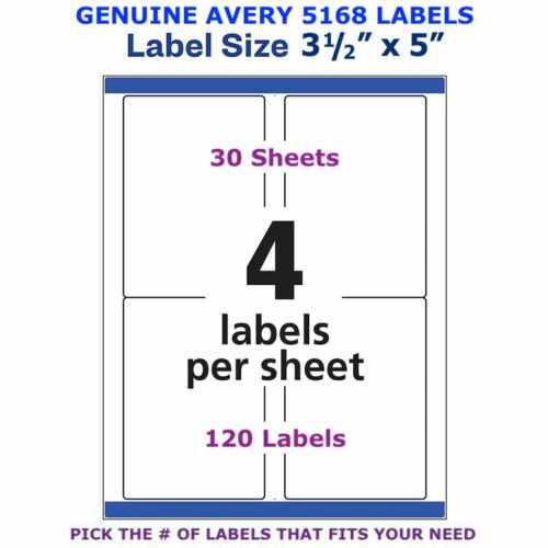 Avery TrueBlock Laser Shipping Label 3 1/2" x 5" (5168) PICK YOUR OWN # OF LABEL - Picture 13 of 14