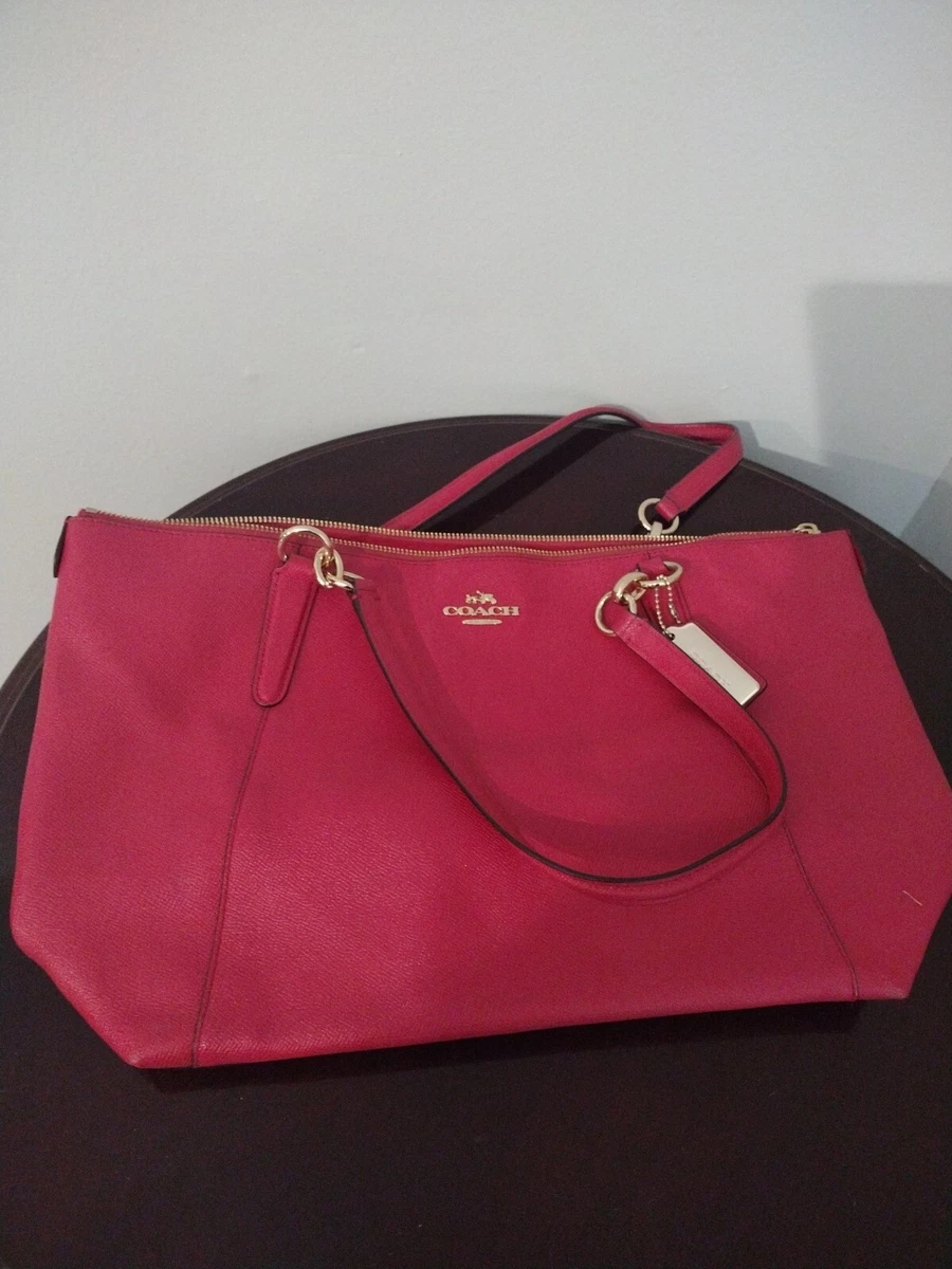 Coach AVA Dark Pink Magenta Crossgrain Leather Shoulder Tote Bag Handbag F57526