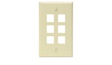 Leviton 41080-6AP 25PK 6 Port 1-Gang QuickPort Wallplate Smooth Plastic Almond