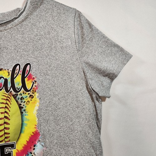 Softball Life T Shirt Womens Juniors Small Gray Colorful Graphic Print Sports - Picture 5 of 19