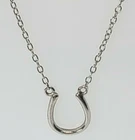 Vintage 925 Sterling Silver HORSESHOE Necklace 16-17" Spring Ring Clasp LUCK