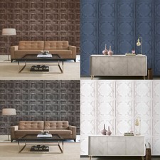 Fine Decor/Arthouse Rustic Wood 3D Effect Panel Wallpaper 10m 4 Colours