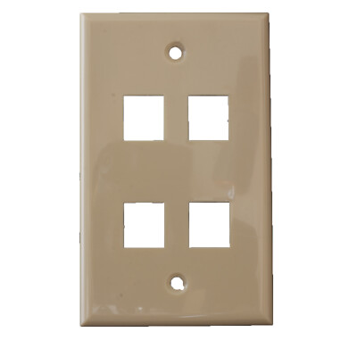 10-4 Port Keystone Jack RJ45 Cat5 Cat6 Faceplate in Ivory 