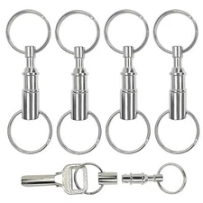 4 Pcs Quick Release Keychain-Detachable Pull Apart Keychain(Silver) Detachable