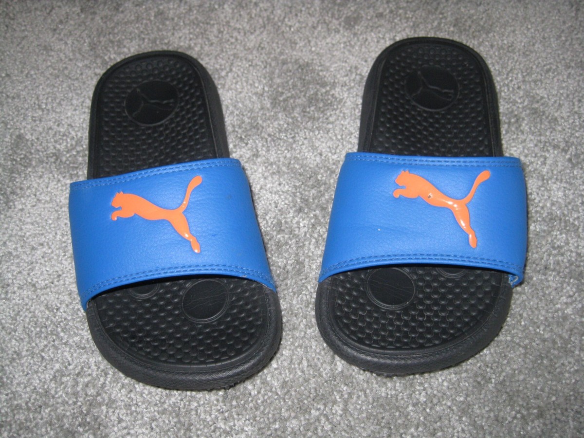 Puma Boys Slides Sandals Shoes Cool Cats size 13 Kids Blue Black