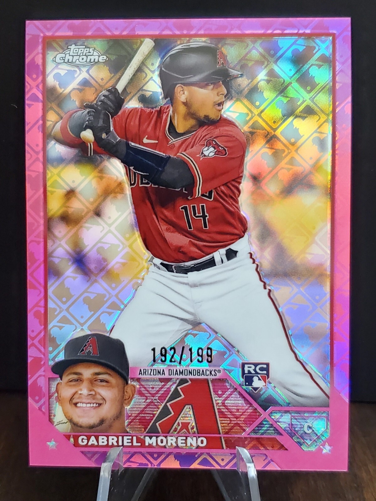 GABRIEL MORENO RC /199, 2023 Topps Chrome, Pink Logofractor, #189 DIAMONDBACKS