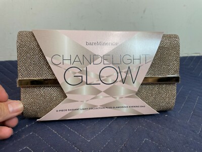 New Bare Minerals Evening Bag Purse Glamorous Clutch Gold Metallic Sparkle