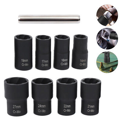 Set of 8 Impact Bolt Extractor Nut Remover Kit Stripped Extraction Socket Tools
