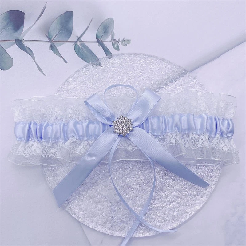 Personalised Wedding Garter - Something Blue Bride Lingerie - Choose 20 Colours - Image 1 of 4
