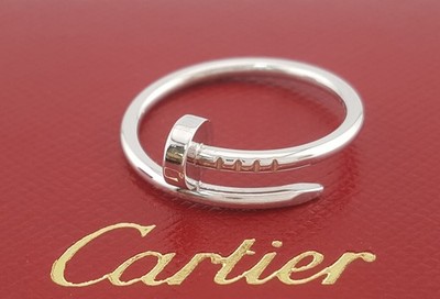 Cartier Juste Un Clou 18k White Gold Small Model Ring Sz 55 US 7.25 Rtl $1,580