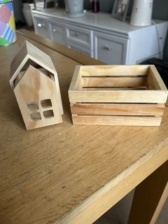 Wooden Crate & House Small for Crafts Storage