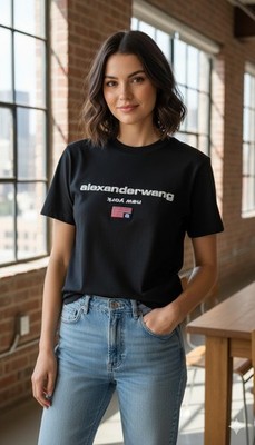 Alexander Wang Black Short Sleeve New York Logo Cotton Tee Small NWT $225 MSRP
