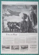 1943 Curtiss Wright ad To Those Who Wonder Flying Fortress