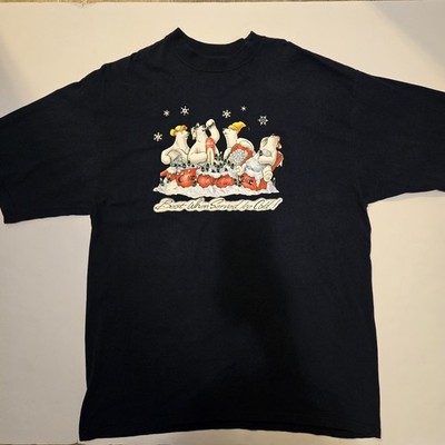 VINTAGE Coca Cola Shirt Extra Large Adult Blue Polar Bear Graphic Tee Mens XL