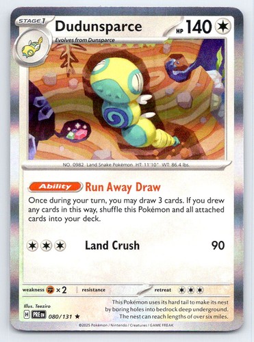 Pokemon Dudunsparce Prismatic Evolutions PRE HOLO R 080/131 NM