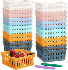 24 Pack Classroom Storage Baskets Bins Small Plastic Baskets for Organizing Cray