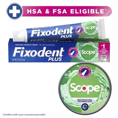 Plus Scope Secure Denture Adhesive Cream, Denture Glue, 2.0 oz