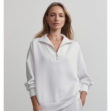 VARLEY DoubleSoft Hawley Half-Zip Sweatshirt White Sz M 148 PP45 