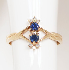 Damenring 14 Karat 585 Gold Saphire 0,27 ct. Herzen Brillanten  1,51 g Größe 50