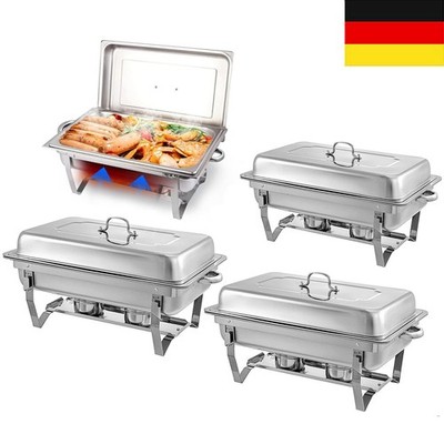 2/4 Stk Chafing Dish Speisenwärmer Edelstahl Warmhaltebehälter Wärmebehälter Set