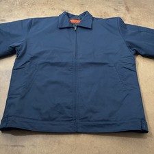 NWOT Red Kap Men  s Nylon Full Zip Work Jacket Navy Blue Sz L Loose Fit Outdoor