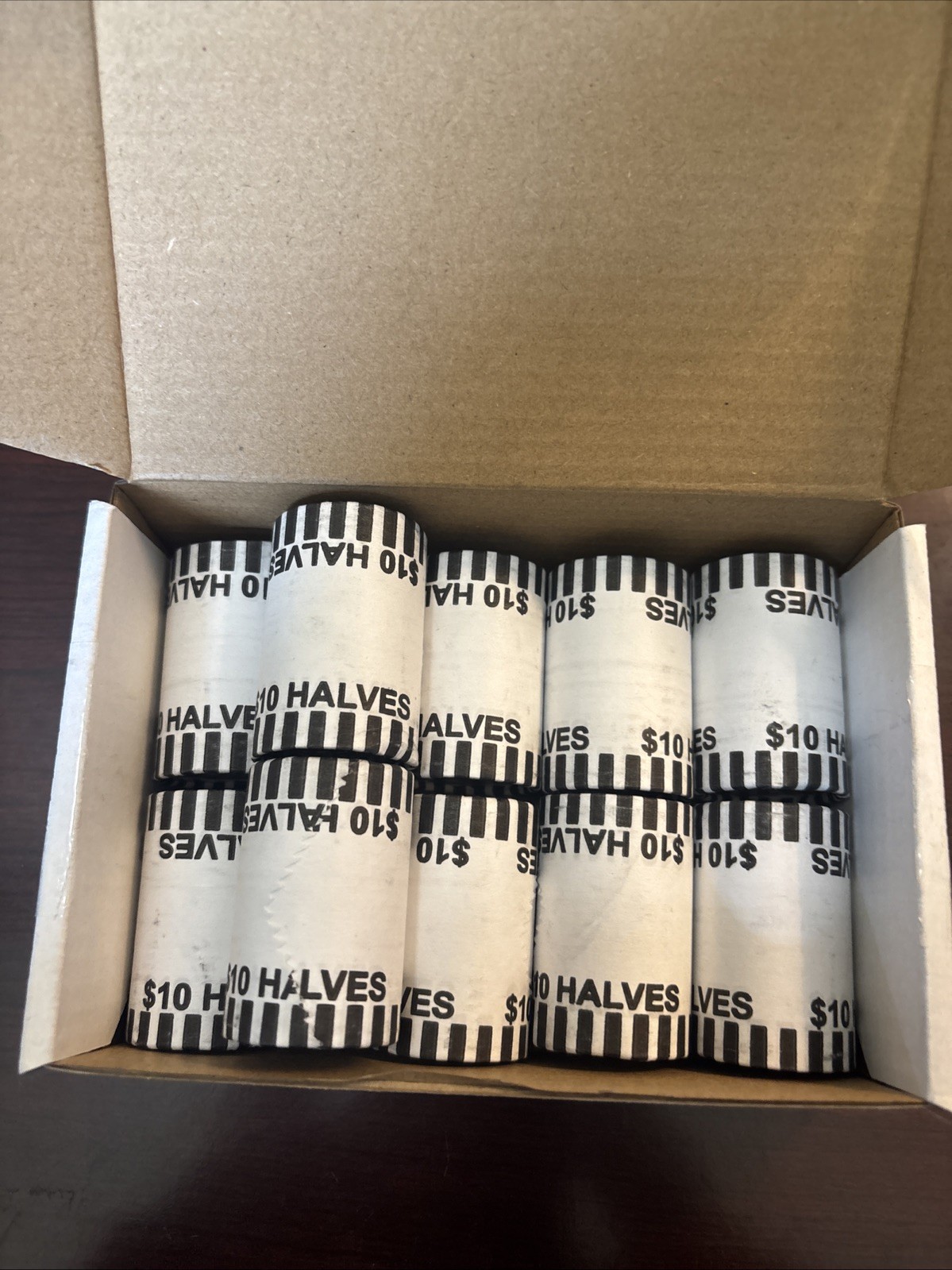 10 Half Dollar Rolls – Bank Wrapped Half Dollar Roll – $100 Face Value