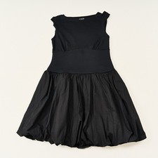 J Crew Black Bubble Hem Mixy Mini Dress Sleeveless Boatneck Womens Size M NEW