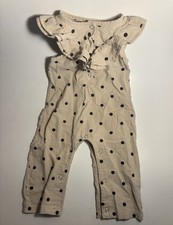 Girls' Cream Brown Polka Dot Ruffle Romper