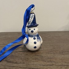 Muñeco de nieve azul holandés holandés vintage adorno de Navidad muñeco de nieve con sombrero de copa Delft