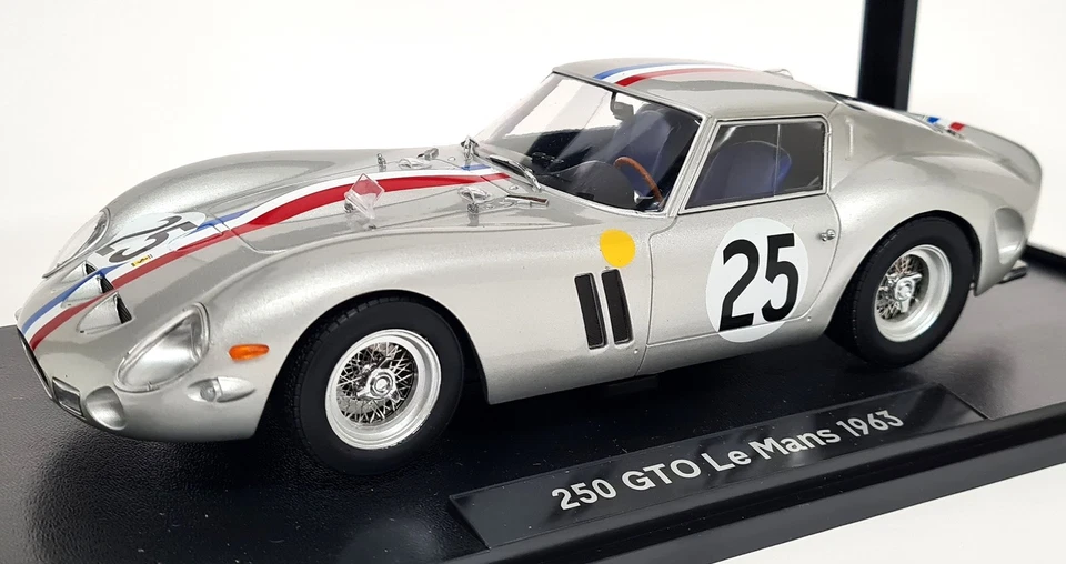 KK 1/18 - Ferrari 250 GTO Le Mans 1963 #25 Silver Diecast Scale Model Car - Image 4 of 4