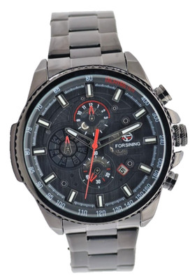 Forsining Herren Automatik Uhr Schwarz Farben Kalender Datum Edelstahl 46mm Neu