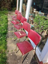 VINTAGE PLYWOOD STACKING CHAIRS WITH PLYWOOD SEAT AND BACK STEEL METAL FRAME