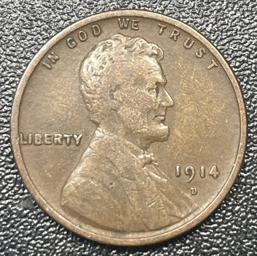 1914 D - Lincoln Wheat Cent 1c Choice VF Very Fine Key Date