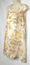 Linen Sleeveless Dress M Floral Print Pockets Shift Easy Chic Timeless Resort