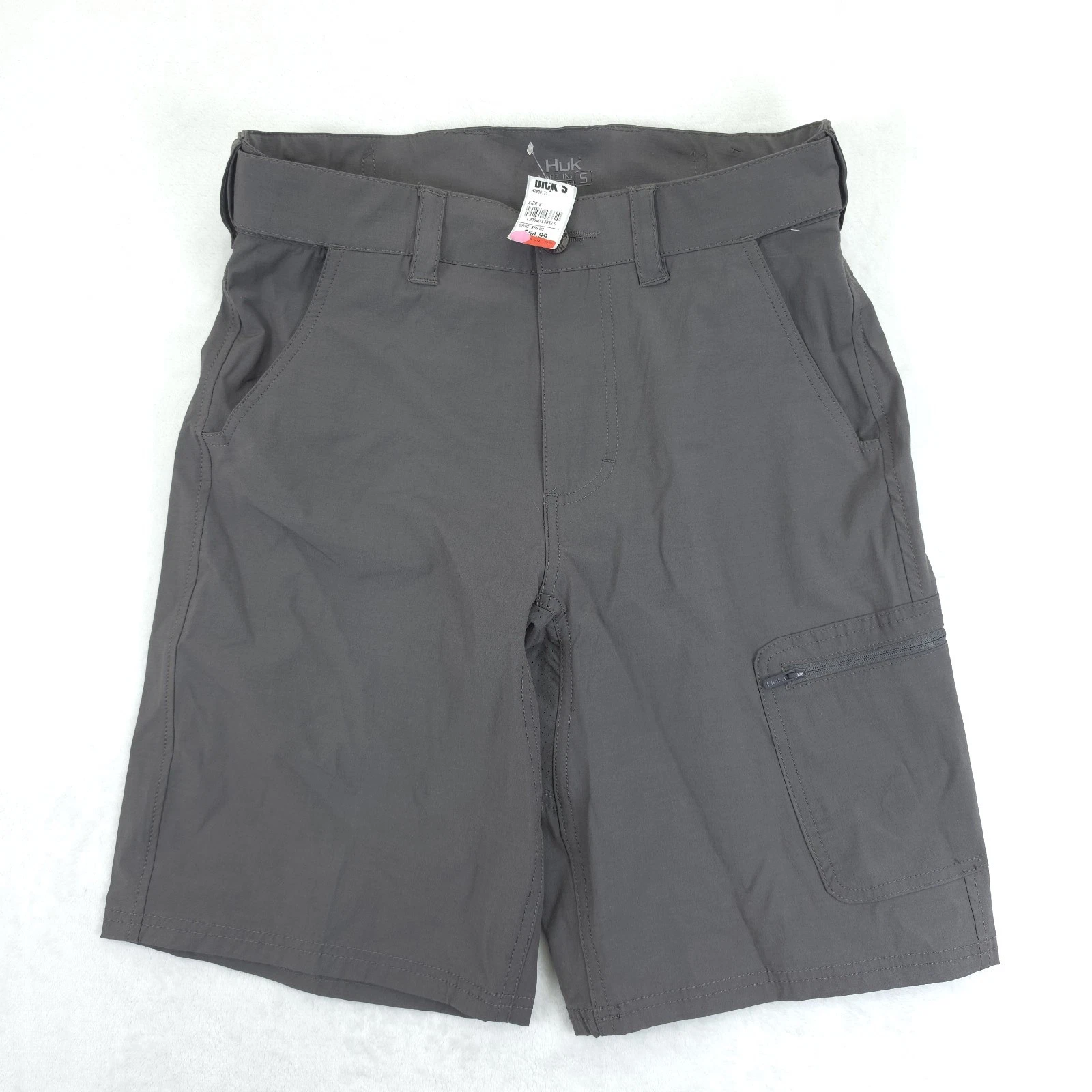Huk Next Level Fishing Shorts Mens S Stretch Zipper Cargo Pockets Gray NWT