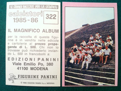 CALCIATORI 1985-86 85-1986 n 322 ITALIA EUROPEI - Figurine Panini con velina