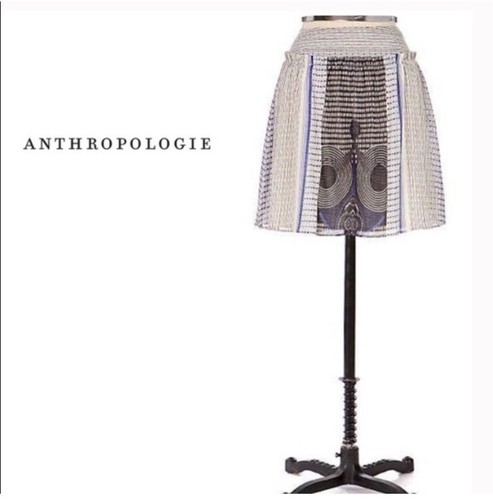 Anthropologie Edme & Esyllte Women's 4 Cream Blue Black Abstract A-Line Skirt